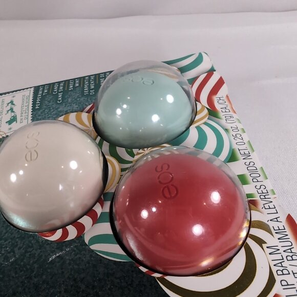 EOS Holiday Collection 3 Set Lip Balm Mint Pepermint Sweet Candy Cane Swirl NEW - Picture 11 of 11
